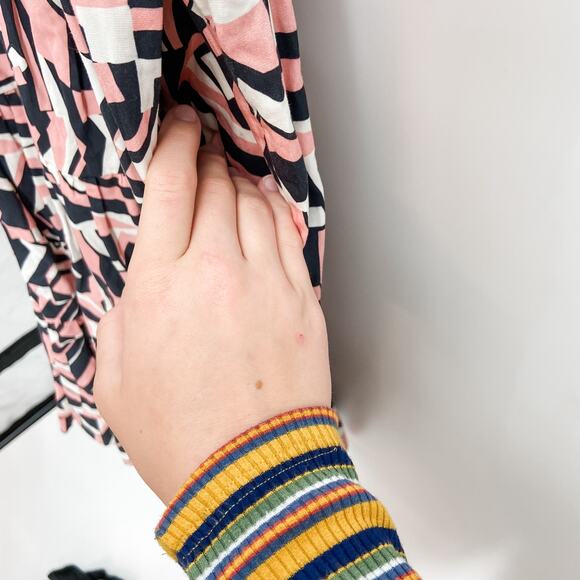 La DoubleJ Dress Mini Pink Black Tiered Summer Smocked Swing Medium - Picture 11 of 15